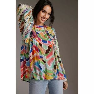 Anthropologie Bl-nk Miranda Peasant Blouse (Green, Large, NWT)